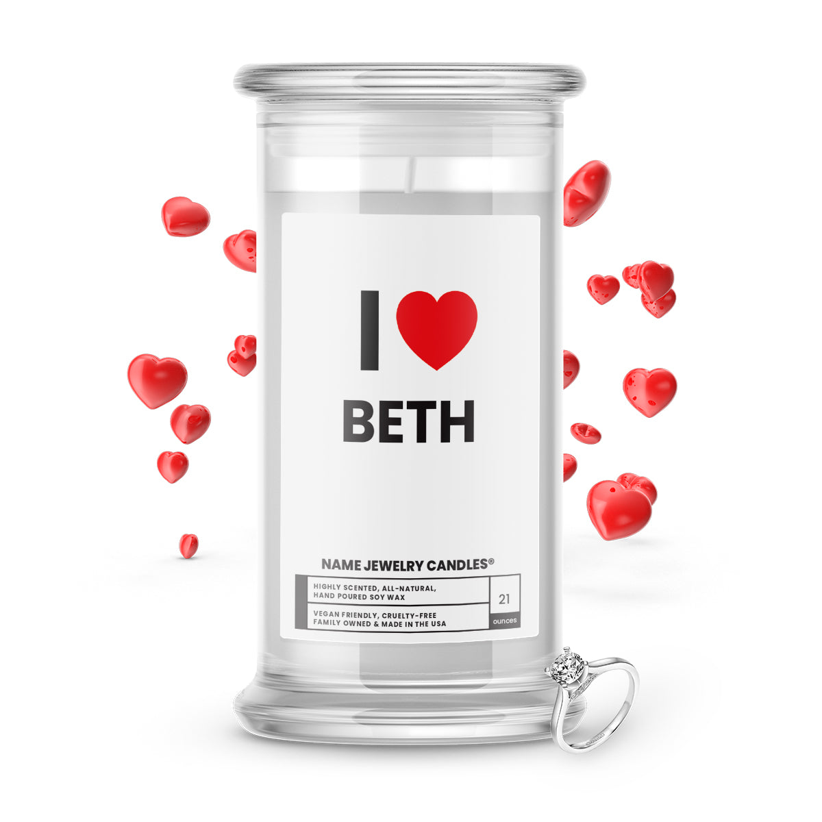 I ❤️ BETH | Name Jewelry Candles