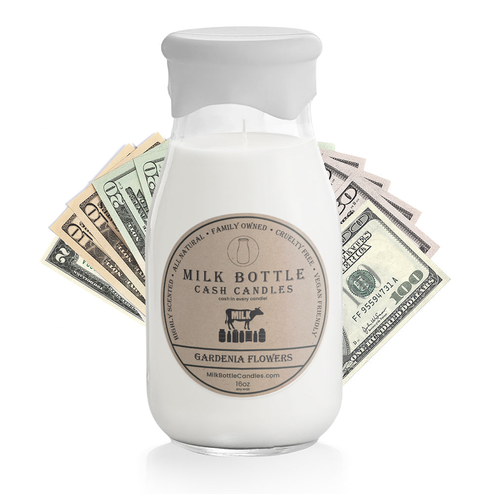 Gardenia Flowers - Milk Bottle Cash Candles