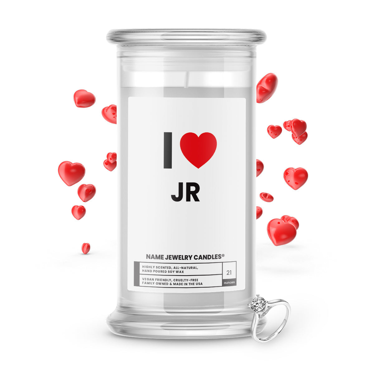 I ❤️ JR | Name Jewelry Candles