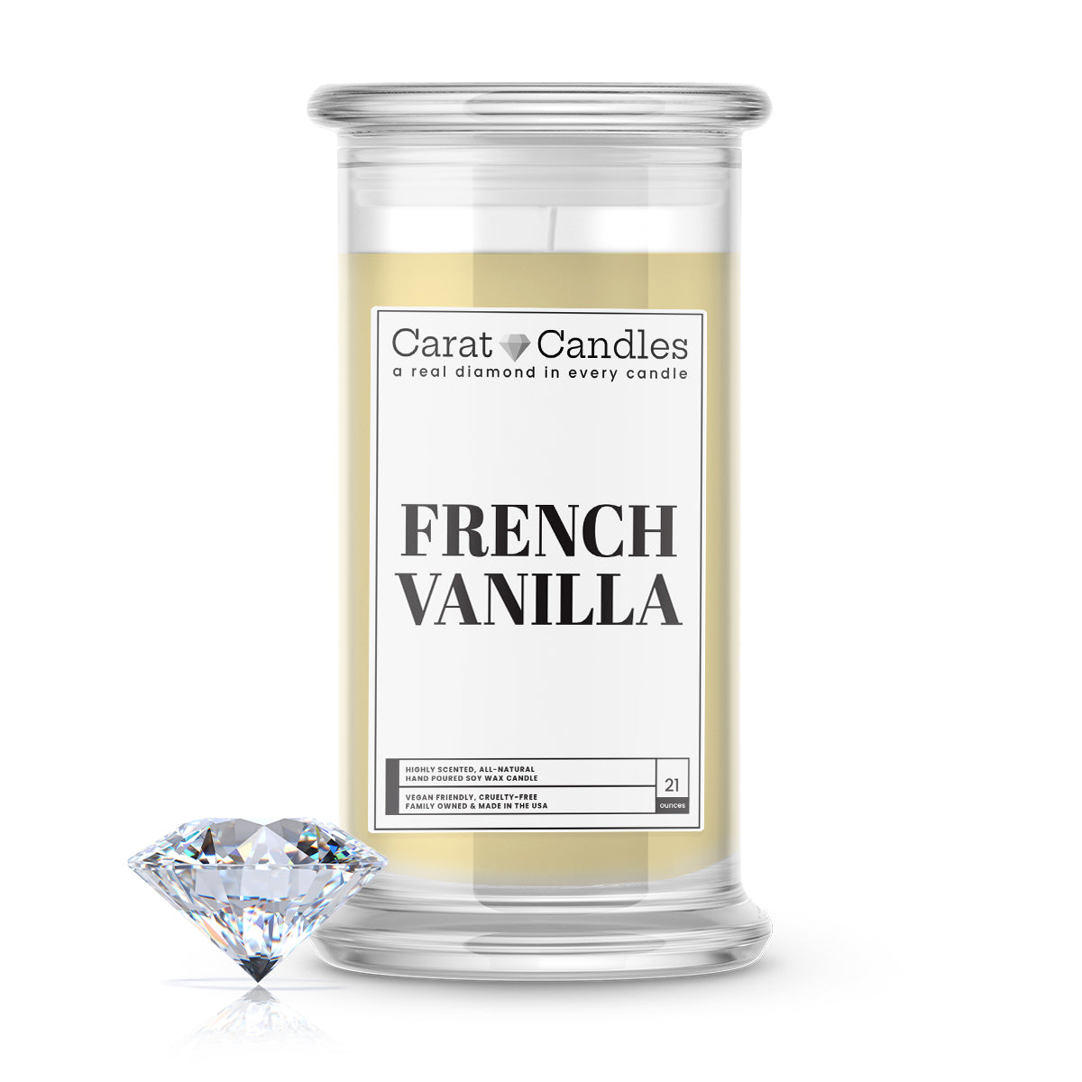 French Vanilla Diamond Carat Candle – 21 oz Luxury Diamond Candle