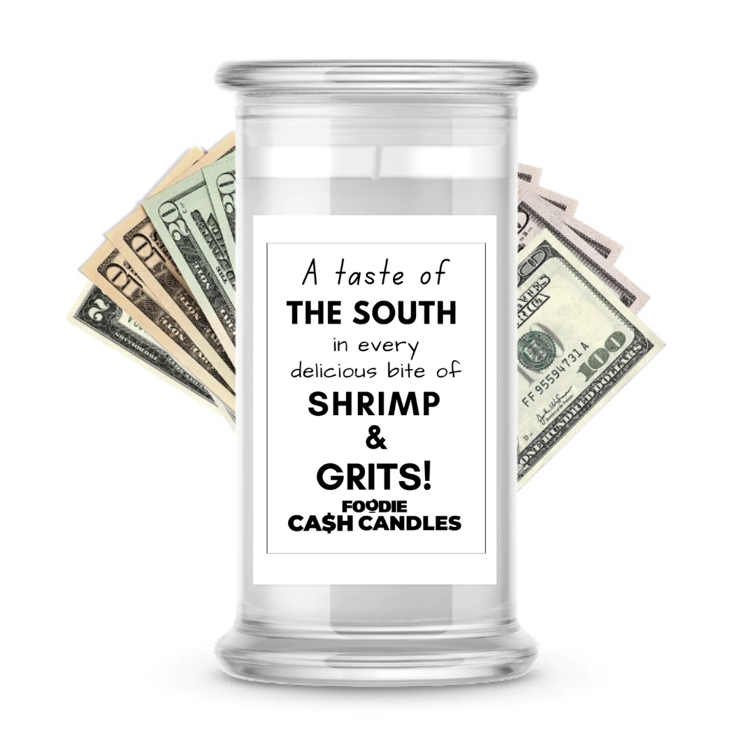 A taste of the south in every delicious bite of shrimp & grits | Foodie Cash Candles