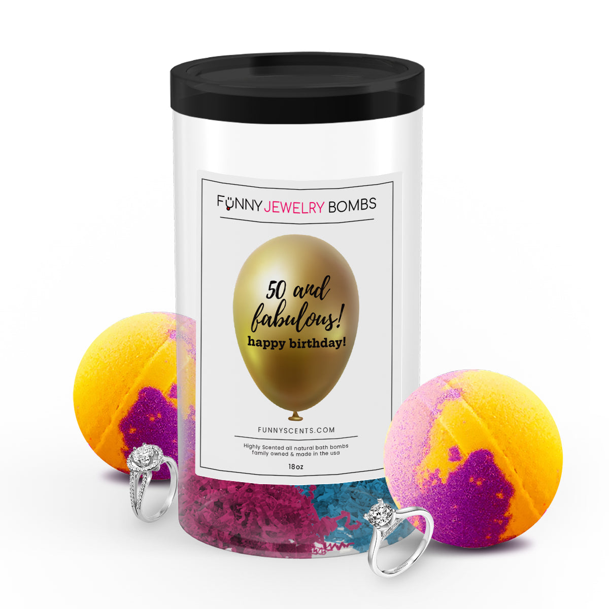 50 and fabulous happy birthday! Funny Jewelry Bath Bombs