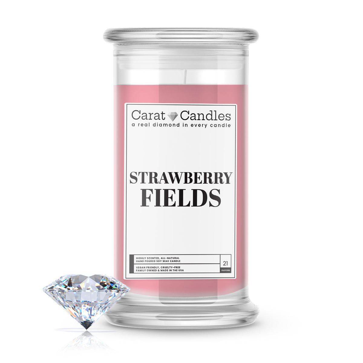Strawberry Fields Diamond Carat Candle – 21 oz Luxury Diamond Candle