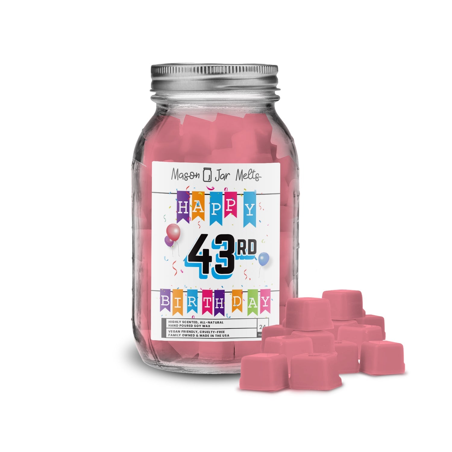 Happy 43rd Birthday Mason Jar  Melts