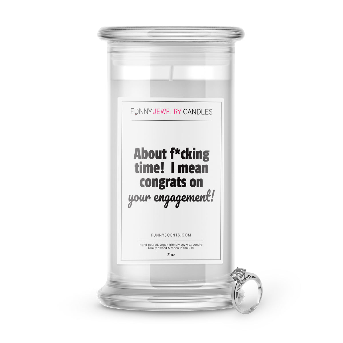 About Fucking Time! I Mean Congrats on Your Engagement! Jewelry Funny Candles