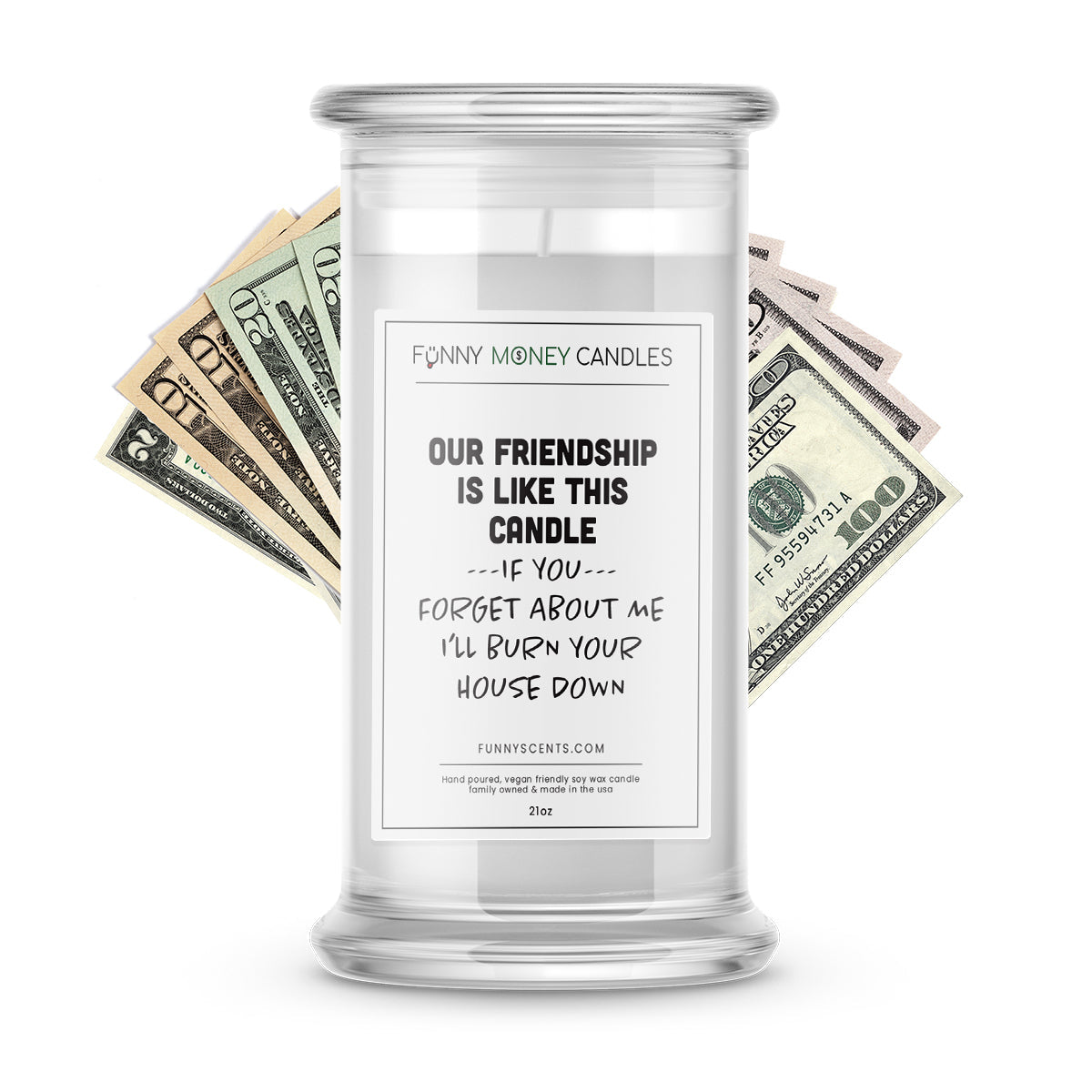 Our Friendship is Like The Candle If You Forget about me I'll burn your house down Money Funny Candles