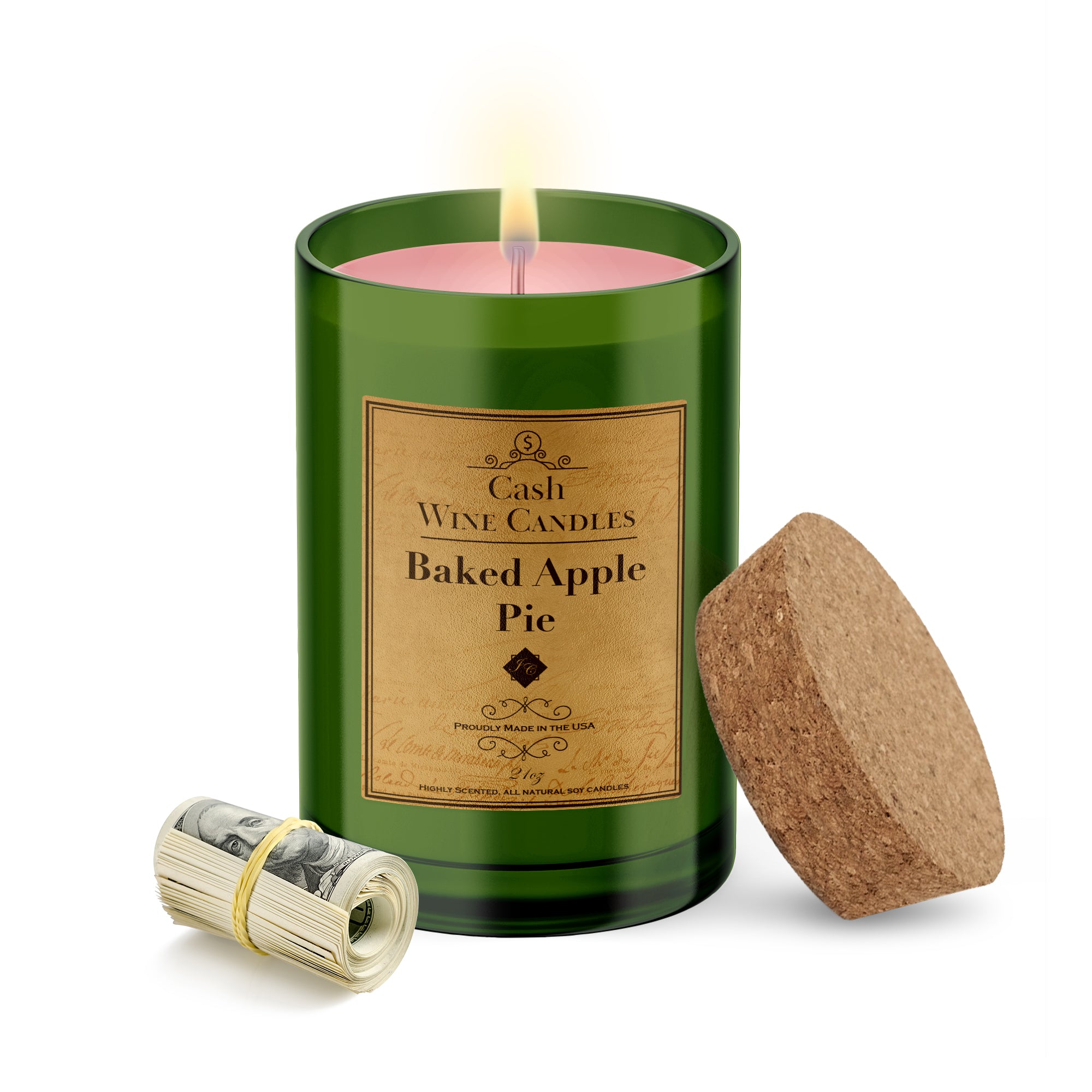 Baked Apple Pie Wine Bottle Cash Candle