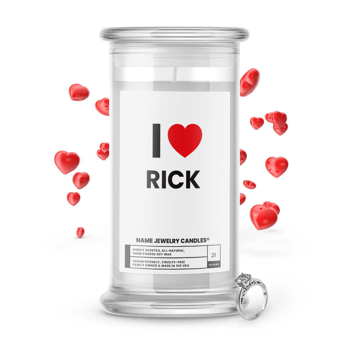 I ❤️ RICK | Name Jewelry Candles