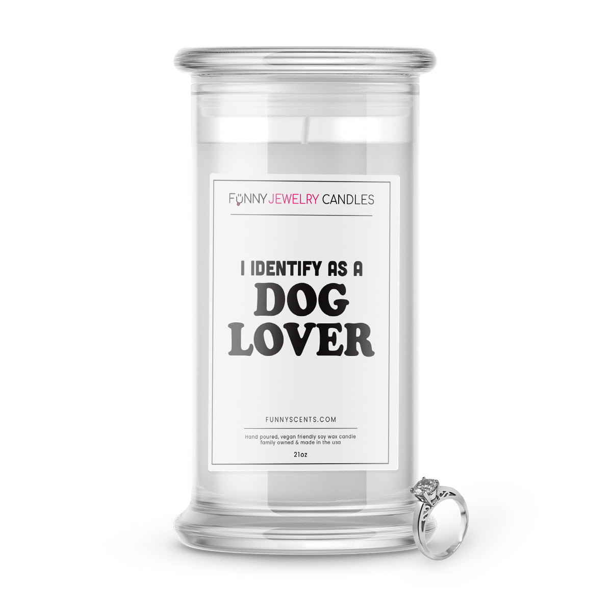 I Identify As a Dog Lover Jewelry Funny Candles
