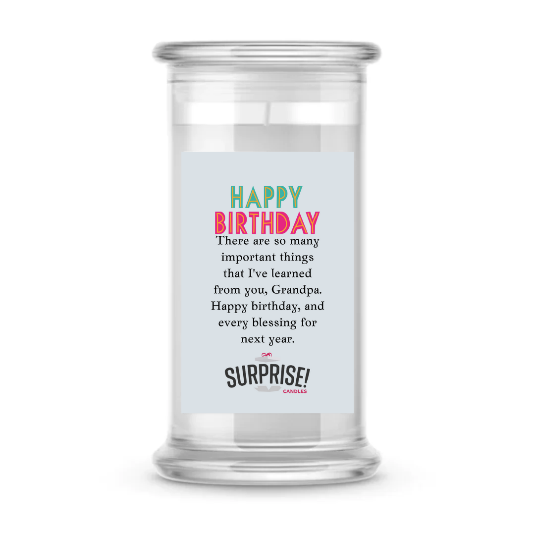 THERE ARE SO MANY IMPORTANT THINGS THAT I'VE LEARNED FROM YOU,  GRANDPA. HAPPY BIRTHDAY AND EVERY BLESSING FOR NEXT YEAR. HAPPY BIRTHDAY CANDLE