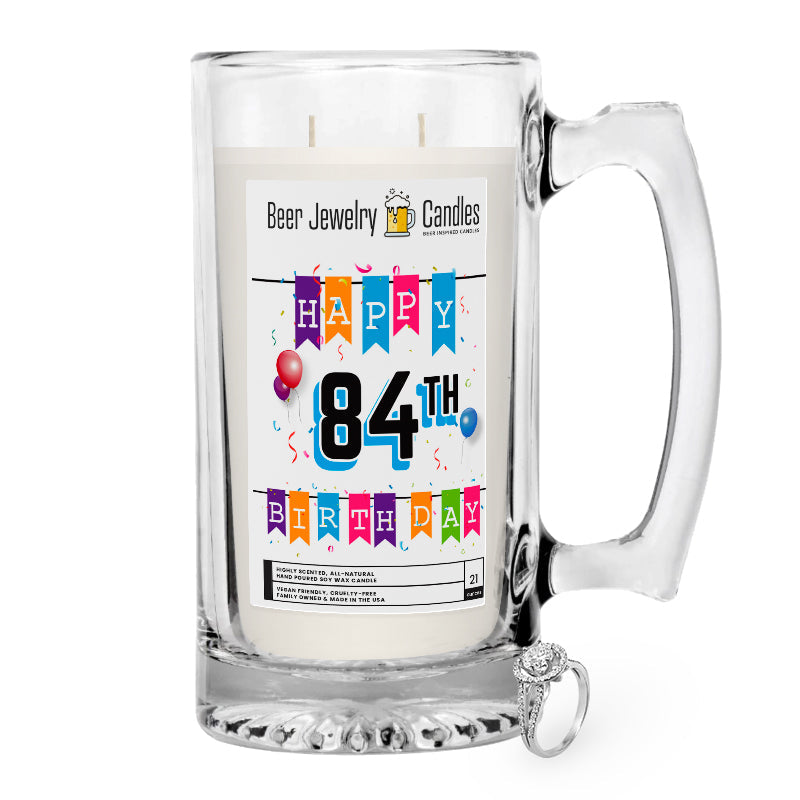 Happy 84th Birthday Beer Jewelry Candle