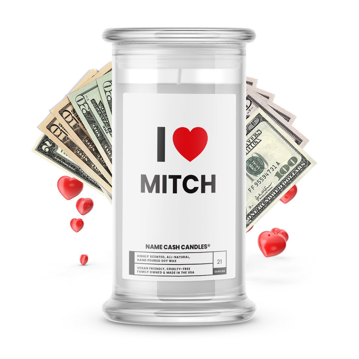 I ❤️ MITCH | Name Cash Money Candles