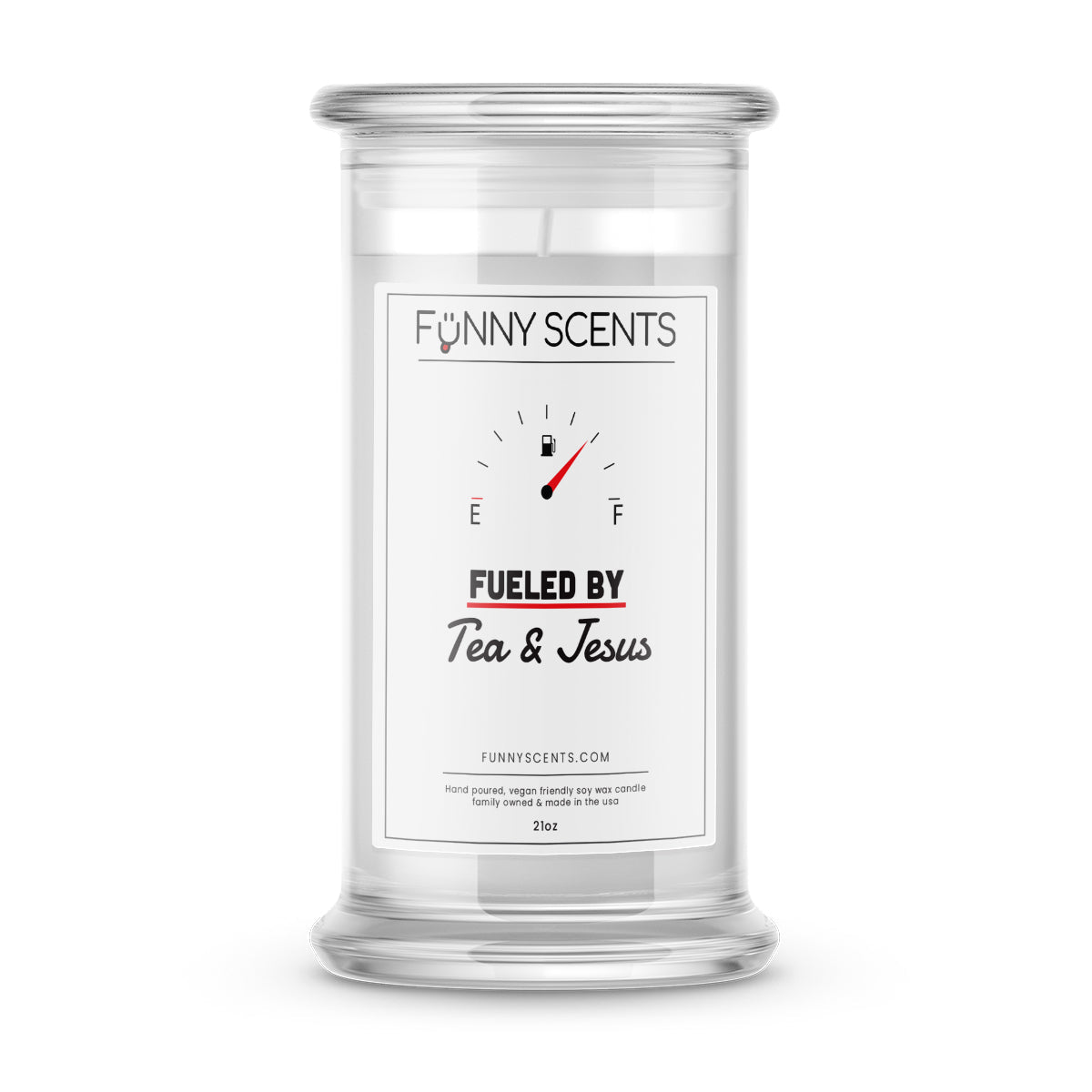 Fueled By Tea and Jesus Funny Candles