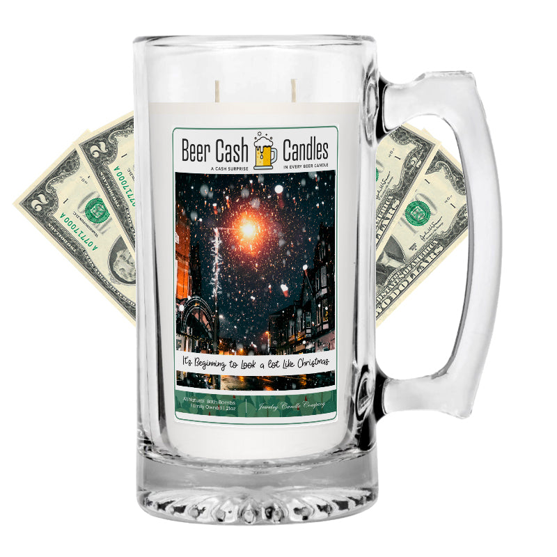 It's Beginning to look a lot like Christmas Beer Cash Candle