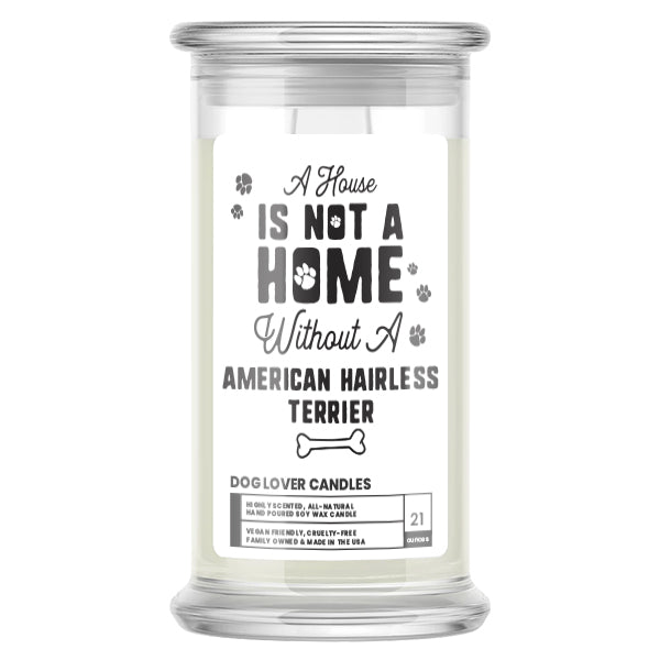 A house is not a home without a American Hairless Terrier Dog Candle