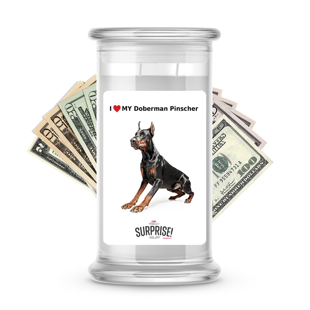 I ������ My Doberman pinscher | Dog Surprise Cash Candles