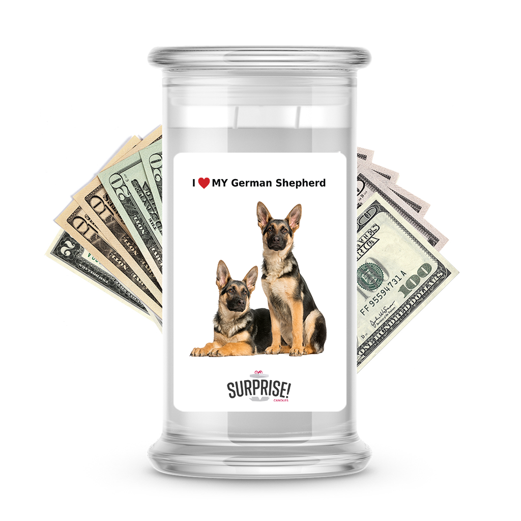 I ������ My German shepherd | Dog Surprise Cash Candles