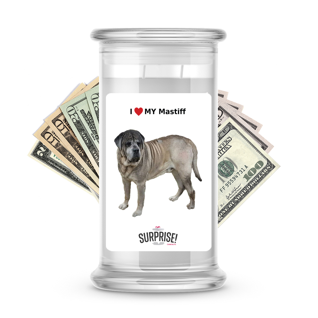 I ������ My Mastiff | Dog Surprise Cash Candles