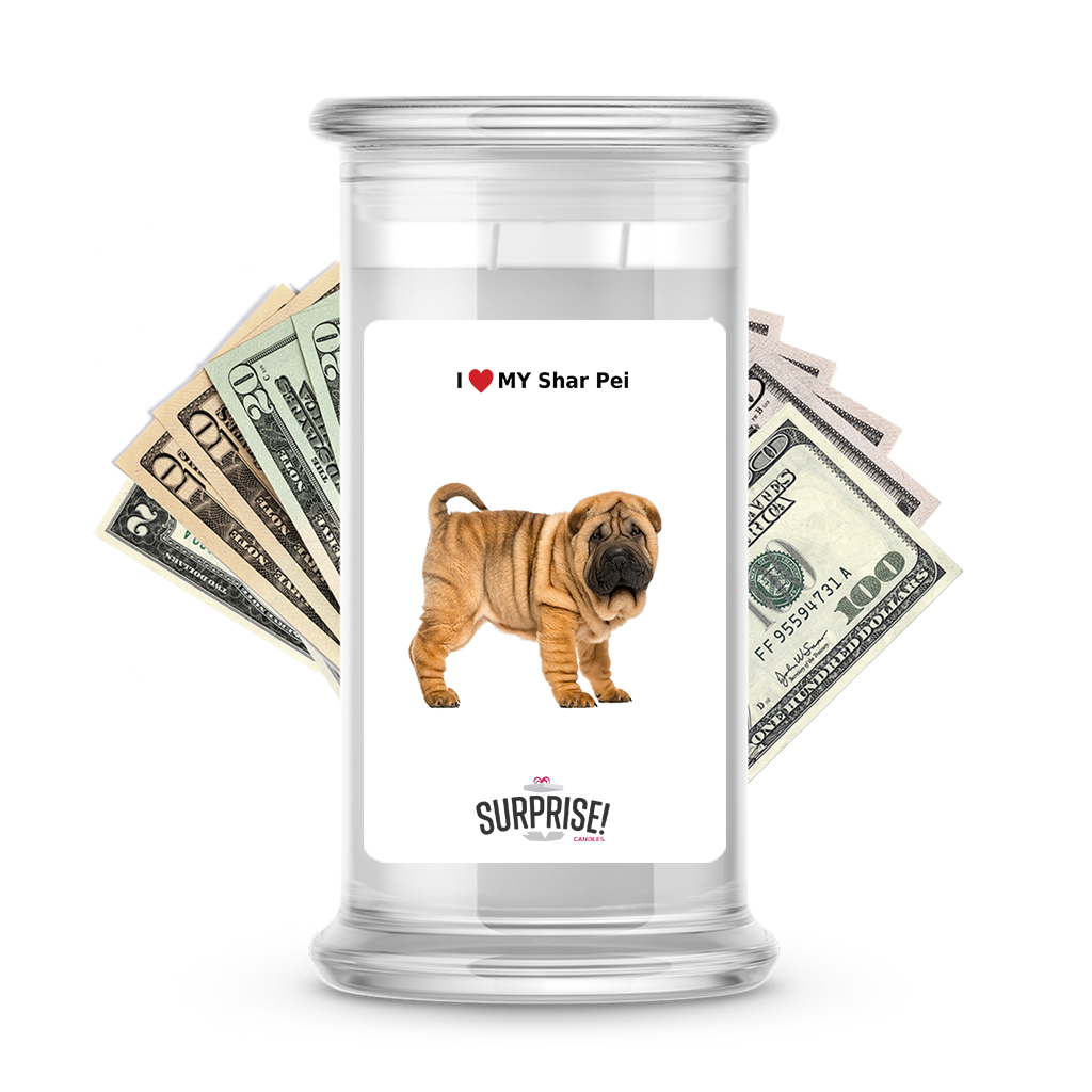 I ������ My Shar pei | Dog Surprise Cash Candles